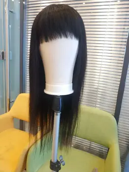 10-26 İnç Brezilyalı düz insan saçı peruk Patlama Ile Remy Tam Makine Yapımı insan saçı Peruk Doğal Renk 150 % 8A Sınıf Remy