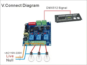 10 parça ücretsiz kargo 3CH DMX512 röle kontrol 3 kanal röle dekoder AC110-220V giriş, her kanal max 5A