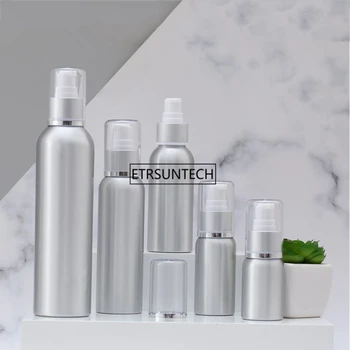 100 adet 30 ml 50 ml Alüminyum pompa Losyon şişesi gümüş yüzük beyaz Alüminyum metal şişe Pompa şişeleri Kozmetik Ambalaj Aracı