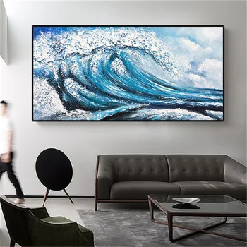 100 % el-boyalı sanat modern ev dekorasyon duvar resmi sörf plaj dalgalar dalgalar yağlıboya oturma odası çıplak soyut