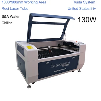 130 W CO2 Lazer Oyma Kesme Makinesi Lazer Gravür Makinesi Ruida Sistemi S & A Su Soğutucu Çalışma Alanı