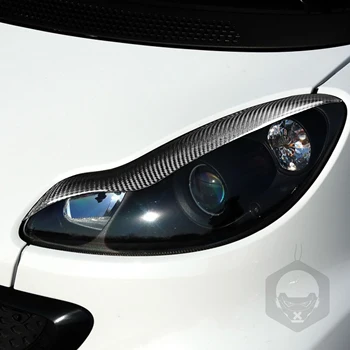 2 ADET Araba Styling Gerçek Karbon Fiber Far Kaş Göz Kapakları ayar kapağı Sticker Mercedes BENZ akıllı Akıllı W415 2009-