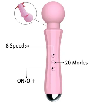 20 Modları Vücut Masajı Güçlü Sihirli Değnek Masajı AV Değnek Vibratör Seks Ürünleri USB Şarj Edilebilir Vibratörler Seks Oyuncakları Kadınlar için