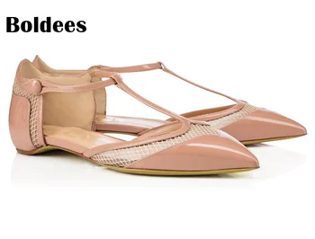 2018 Yeni Bahar Sonbahar kadın Örgü Loafer'lar makosen ayakkabı Kadın Düz Topuk Patent Deri Sivri Burun Ayakkabı Tekne rahat ayakkabılar