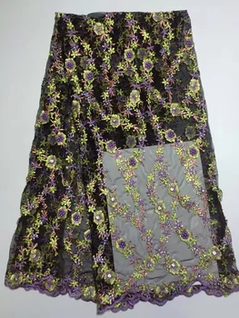 2019 Güzel afrika danteller Yüksek kaliteli fransız dantel payetli kumaş Şarap Rengi dantel Şerit nijeryalı Elbise DF018