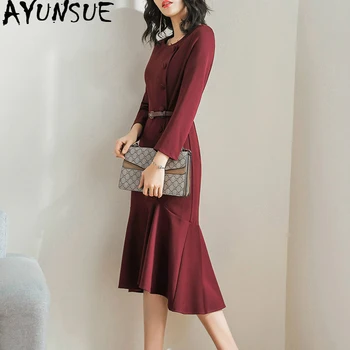 2020 Yeni Bahar Elbise Zarif Bayanlar Elbiseler Moda Kore Ofis Vintage Elbise Parti Midi Kadın Giyim Vestido Mujer KJ1745