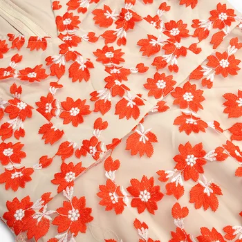 2020 Yeni Varış Moda Zarif Kadın Pist Tasarımcısı Yüksek Kaliteli Çiçek Dantel Çiçek Nakış V Yaka Mini Elbise Kadın