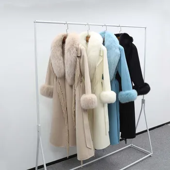2021 Kış Kadın yün ceket moda Yün Palto Püsküller Kaşmir Giyim