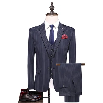 2021 Moda Marka Ince erkek Ceket Pantolon Tasarım Rahat takım Elbise 3 Parçalı Set / Erkek düğün elbisesi Takım Elbise Ceket + Pantolon + Yelek