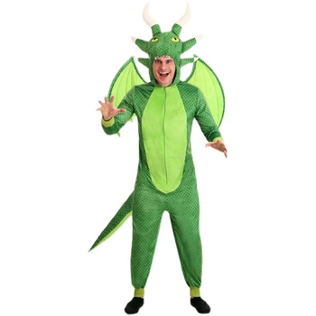 2021 Yetişkin Yeşil Dinozor Kostümleri Erkekler Cadılar Bayramı Cosplay Canavar Vahşi Dino Ejderha Pretend Oyunu Parti Rol Oynamak Giyinmek