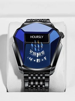 2021NEW Lüks HOURSLY Marka Eğilim Serin erkek kol saati Paslanmaz Çelik Teknolojisi Moda quartz saat Erkekler Için 2021 Relogio