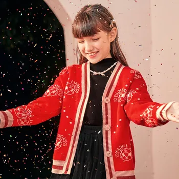 2022 Yeni Hırka Kazak Kızlar Için Bahar Sonbahar Uzun Kollu Örme Giyim Çocuk Gençler Günlük Casual Triko Tops