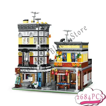 2684 PCS Suşi Yer Sashimi Dükkanı Yapı Taşları oyuncak yiyecekler Şehir Sokak Görünümü Serisi DIY Restoran Tuğla Çocuk Hediyeler MOC