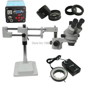 3.5 x-90x kol çerçeve stereo zoom mikroskop hd VGA USB AV kamera 144 led ışık
