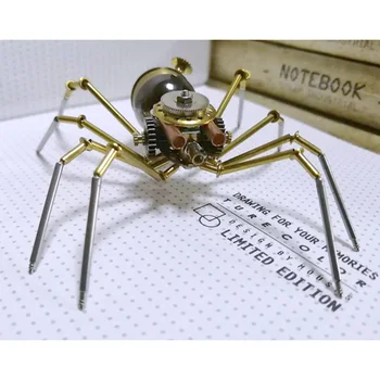 3D Metal Mekanik Böcekler Modeli El Yapımı El Sanatları Ev Dekorasyonu İçin model seti Çocuklar İçin Dropshipping-Küçük Örümcek (Bitmiş )