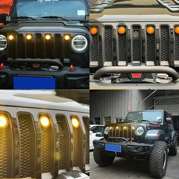4 ADET Ön Izgara Amber Grille Işıklar Sarı ışıklar Lamba Jeep Wrangler JK 2007-2017 ıçin