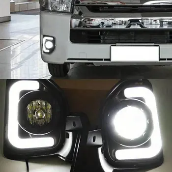 4 Adet LED 12 V ABS Araba Sis Lambası DRL Gündüz çalışan far Toyota Hiace Için 2016 2017 2018 Dönüş Sinyali Ile