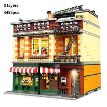 4488 pcs Mini Şehir Sokak Görünümü Serisi Eski Arkadaş Kahve Evi Yapı Modeli yapı blok Oyuncaklar İçin Arkadaş Doğum Günü Noel