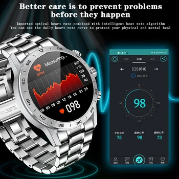 454 * 454 HD Ekran LIGE akıllı saat Erkekler Telefon Görüşmesi kablosuz şarj IP68 Su Geçirmez Müzik Çalma EKG android iphone için akıllı saat