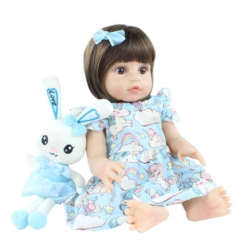 48 CM Yumuşak Vücut Tam Silikon Reborn Baby Doll Oyuncaklar Güzel 19 İnç Vinil Prenses Bonecas Doğum Günü Hediyesi Kız Yıkanmak Yatmadan
