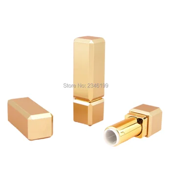 Altın Kare Ruj Tüp Yeni Boş Plastik Dudak Balsamı Konteyner Kozmetik Ambalaj Doldurulabilir Şişe 12.1 mm 30 adet / grup 50 adet / grup