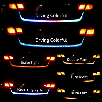 Araba arka gövde kuyruk ışık 120 cm renkli dinamik ters uyarı LED şerit 12 v oto ek fren takip dönüş sinyal lambası