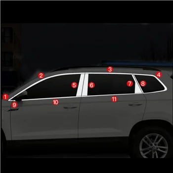 Araba styling paslanmaz çelik ayağı pencere döşeme araba sticker Skoda Karoq 2017 2018 2019 araba aksesuarları