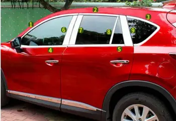 Araba styling paslanmaz çelik cam pencere garnitür ayağı orta sütun trim davlumbazlar kalıp Mazda CX-5 CX5 2013 2016