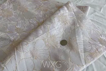 Açık Pembe Dokuma Altın Büyük çiçek Morandi Süt Serisi Brokar Jakarlı Moda Kumaş Kumaş DIY