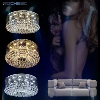 BOCHSBC K9 Kristal Modern tavan avizeler ışıklar fikstürü Oturma Odası Otel Vill Yuvarlak LED Armatür parlaklık ışık Lampara