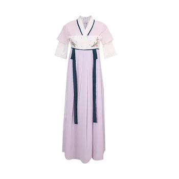 Bahar antik yollar geri işlemeli etek takım elbise geliştirilmiş hanfu elbise elbise antik mizaç han elemanları