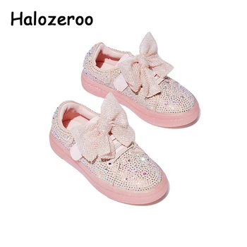 Bahar Çocuklar gündelik ayakkabı Bebek Kız Yay Pembe Ayakkabı Çocuk Marka spor ayakkabılar Rhinestone Sneakers Prenses Eğitmenler Yeni