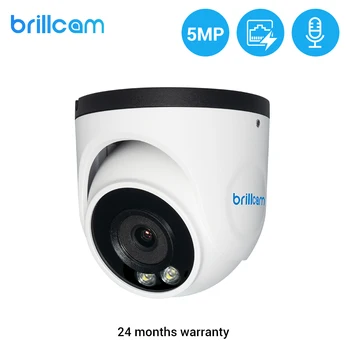 Brillcam Tam Renkli Gece 5MP Kamera IP ColorVu Dome Renkli Güvenlik CCTV PoE ONVİF H. 265 Ses Hareket Algılama IP Kamera