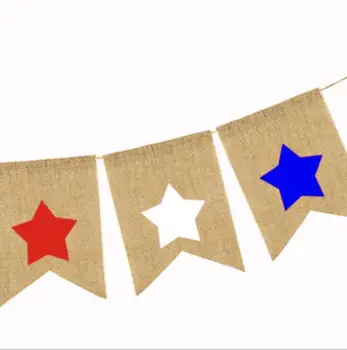 Burgee bayrakları Bağımsızlık Günü beş köşeli yıldız Swallowtail Afiş Amerikan Ulusal Günü Dize Bayrağı Bunting Banner Parti #