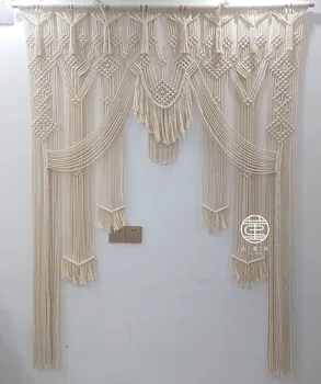 Bölme Goblen İskandinav Tarzı Goblen Yapılandırılmış Perde Özel Yatak Odası El Dokuması kapı perdesi