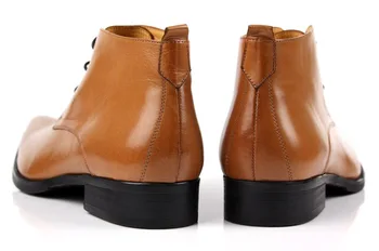 Büyük Boy EUR46 Sivri Burun Elbise Ayakkabı Erkek Ayak Bileği Çizmeler Düğün Ayakkabı Hakiki Deri Erkek iş ayakkabısı