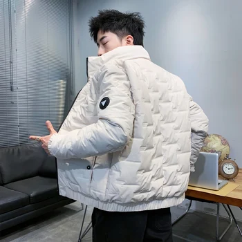 Büyük Boy Yeni Stil Erkek pamuklu ceket Sonbahar Kış Kore Moda Yönlü Standı Yaka Elbise Rahat sıcak tutan kaban