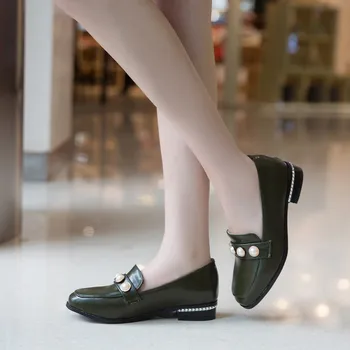 Büyük boy 11 12 bayanlar yüksek topuklu kadın ayakkabı kadın pompaları tek ayakkabı kadın retro inci ayakkabı