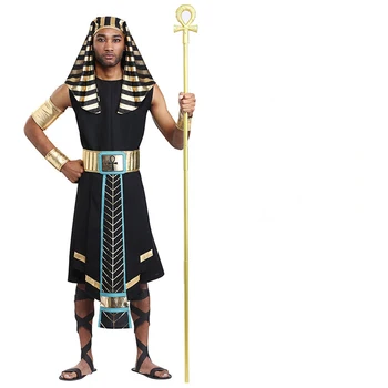 Cadılar bayramı Kostümleri Antik Mısır Mısır Firavunu Kral Kıyafetler Yetişkin Erkekler için Parti Cosplay Kostümleri süslü elbise