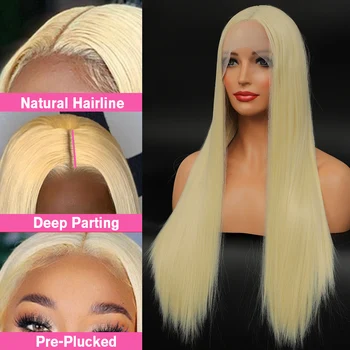 Dantel Frontal Sentetik Peruk Düz Sarışın Dantel ön peruk Doğal Saç Dantel Frontal 360 Kant Pruiken Sarışın Peruk Siyah Kadınlar Için