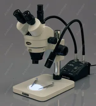 Dijital LED mikroskop-AmScope malzemeleri 7X-45X dijital LED iki Gooseneck ışık Zoom Stereo mikroskop + 5MP USB kamera