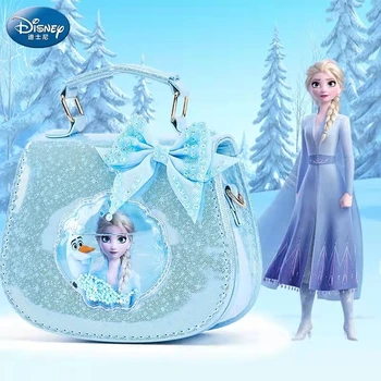 Disney Dondurulmuş omuzdan askili çanta Kızlar İçin Elsa Anna Çocuk PU Çanta Kız askılı çanta Yaş 3-12 Çocuklar yılbaşı Hediyeleri Mochilas