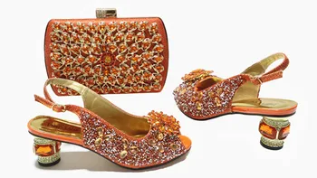 Doershow güzel Afrika Ayakkabı Ve Çanta Eşleşen Seti İle turuncu Sıcak Satış Kadın İtalyan Ayakkabı Ve çanta seti Düğün İçin! SGT1-17