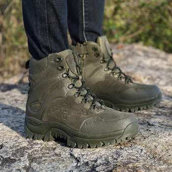 Dıwanıya Erkekler askeri Botlar Açık yürüyüş botları kaymaz lastik çizmeler Taktik Çöl savaş botları Ordu iş ayakkabısı Erkekler Sneakers