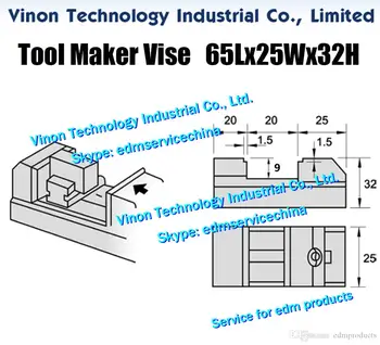 Edm Aracı Maker Mengene (Küçük) Max Açık:0-20mm( L = 65,W = 25, H = 32), Tel Kesme EDM Toolmaker Mengene 1 inç Çene Açılış 20mm için tel-cut