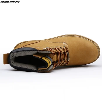 Erkek botları sonbahar rahat ve dayanıklı dantel-up moda erkek ayakkabıları 2021 deri günlük çizmeler erkek marka tasarım erkek botları