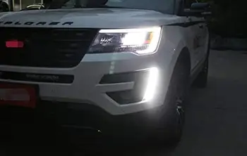 Ford Explorer 2016 2017 için araba LED Gündüz Farları Ön Tampon Kiti (Beyaz DRL)