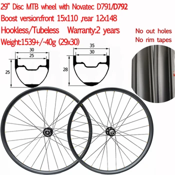 Genişlik 30mm 35mm kancasız 29er karbon mtb tekerlek tubeless 29 karbon dağ bisikleti mtb jantlar D791 D792 15x110 12x148 700C