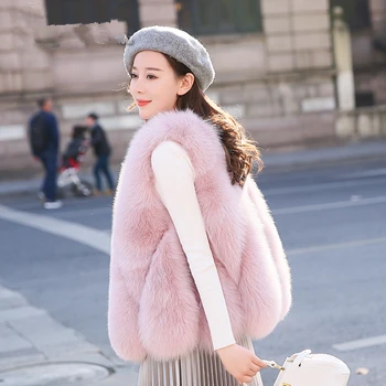 Gerçek Tilki Kürk Yelek Ceket Kadın Giyim Kore Vintage Kısa Yelekler Sonbahar Kış Sıcak Zarif Palto Colete Feminino ZL539