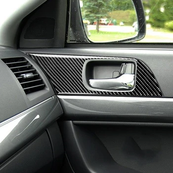 Gerçek karbon fiber Araba kapı kolu paneli süslemeleri Araba aksesuarları Fit Mitsubishi Lancer EVO 2008-Için